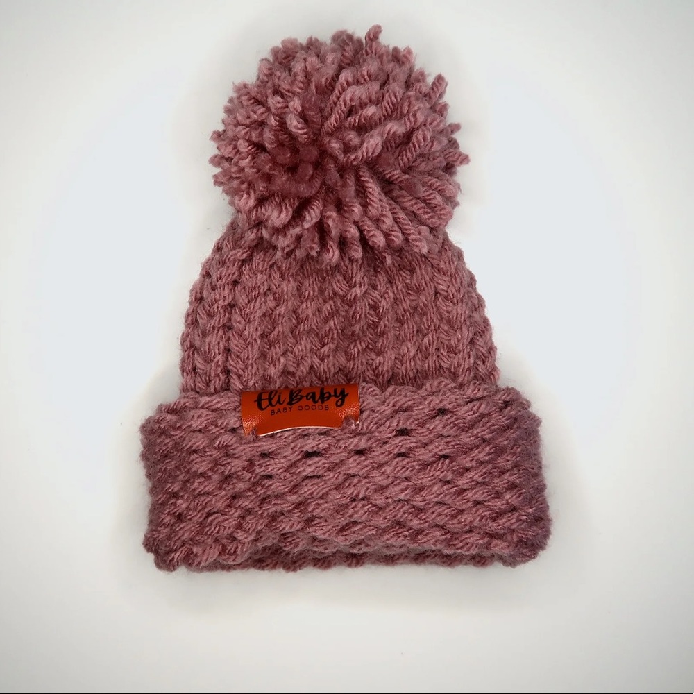 Dusty rose handmade baby hat (0-3 months) by elibaby